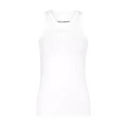 Paco Rabanne Vit Logot-shirt Rund Hals Ärmlös White, Dam