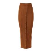 Paco Rabanne Brun Maxi Stickad Kjol Brown, Dam