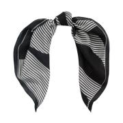 Ralph Lauren Sidenscarf med logotyp i ränder Black, Dam