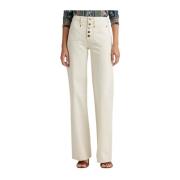 Ralph Lauren Cream High-Waisted Wide-Leg Trousers Beige, Dam