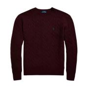 Ralph Lauren Burgundy tröja med flätstickning Brown, Herr