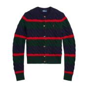 Ralph Lauren Randig Kabelstickad Kofta Multicolor, Dam