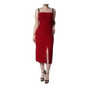 Dolce & Gabbana Röd Sheath Midi Klänning med Sidoslits Red, Dam