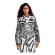 Jean Paul Gaultier Zebra Motiv Jeansjacka Black, Dam