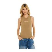 One Teaspoon Brun Tank Top Utrustning Logo Brown, Dam