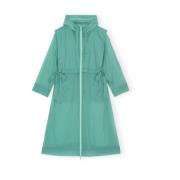 Ganni Turkos Oversized Huva Rock med Logo Green, Dam