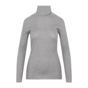 Brunello Cucinelli Kashmir Siden Turtleneck Tröja Gray, Dam