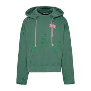 Palm Angels Grön Bomullsöversized Hoodie Green, Herr