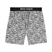 Palm Angels Grafiskt Tryck Shorts Svart Vit Black, Herr