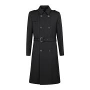 Herno Lång Dubbelknäppt Trenchcoat Black, Herr