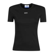 Off White Avslappnad Bomull T-shirt Black, Dam