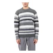 Roberto Collina Super Kid Mohair Ribbed Sweater Gray, Herr