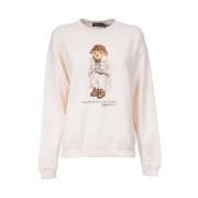 Polo Ralph Lauren Vit Bomull Crewneck Sweatshirt Polo Bear White, Dam