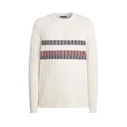 Tommy Hilfiger Chunky Ribbed Striped Sweater White, Herr