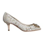 Dolce & Gabbana Vita Spets Kristall Häl Pumps White, Dam