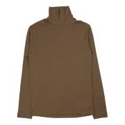 Lemaire Grön Beige Ribbad Turtleneck Topp Green, Herr