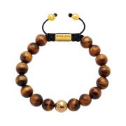 Nialaya Men's Beaded Bracelet with Gold and Brown Tiger Eye Yellow, He...