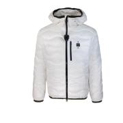 Blauer Vit Nylon Pufferjacka med huva White, Herr