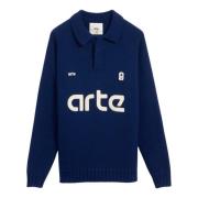 Arte Antwerp Stickad Fotboll Polo Tröja Blue, Herr