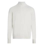 Calvin Klein Merino Stretch Half Zip Sweater Beige, Herr