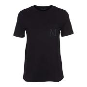 Max Mara Svart Bomull T-shirt med M-Logo Black, Dam