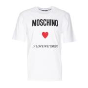 Moschino Vit T-shirt In Love We Trust White, Herr