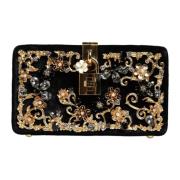 Dolce & Gabbana Sammet Floral Crystal Clutch med hänglås Multicolor, D...