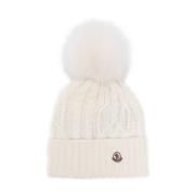 Moncler Vit Pom-Pom Beanie Mössa White, Dam