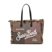 MC2 Saint Barth Brun Houndstooth Patchwork Design Väska Brown, Dam