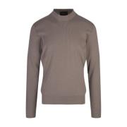 Hugo Boss Taupe Silk Blend Ribbstickad Sweater Brown, Herr