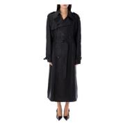 Saint Laurent Svart Sidens Trenchcoat Ytterkläder Black, Dam