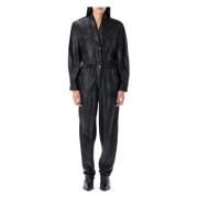 Isabel Marant Svart V-ringad Jumpsuit ytterkläder Black, Dam