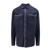 Dolce & Gabbana Blå Denim Skjorta med Tryckknappar Blue, Herr