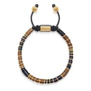 Nialaya Men's Beaded Bracelet with Black, Brown and Gold Disc Beads Br...