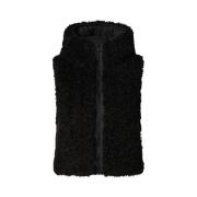 Save The Duck Faux Shearling Hooded Vest för kvinnor Black, Dam