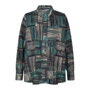 Masai Rutig A-linje Skjorta Teal Multicolor, Dam