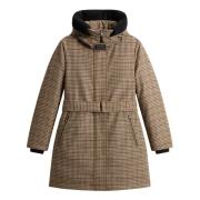 Woolrich Brun Dunjacka Chevron Quiltad Vattenavvisande Brown, Dam