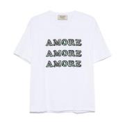 Alessandro Enriquez MultiColour Text Broderad T-shirt White, Dam