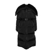 Moncler Svart Pufferjacka med Pälsinsatser Black, Dam