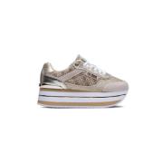 Guess Beige Platta Sneakers Trendy Krokodiltryck Beige, Dam