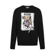 Moschino Teddybjörn Intarsia Bomullströja Svart Black, Herr