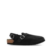 Birkenstock Svarta Mockasandaler med Spänne Stängning Black, Dam