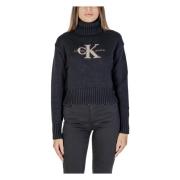 Calvin Klein Jeans Chenille Monologo Damtröja Black, Dam