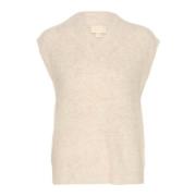 Soaked in Luxury Mjuk Stickad Slipover Havre Melange Beige, Dam