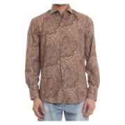 Brunello Cucinelli Brun Paisley Bomull Skjortor Brown, Herr