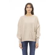 Baldinini Trendig Stickad Topp med Framficka Beige, Dam