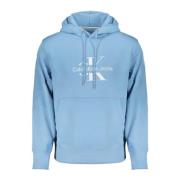 Calvin Klein Blå hoodie med central ficka och logotyptryck Blue, Herr