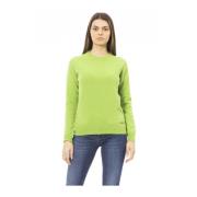 Baldinini Långärmad Crewneck Monogram Topp Green, Dam