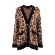 Nenette Leopardmönstrad Mohair Cardigan med Fickor Multicolor, Dam