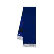 Burberry Blå Cashmere Logoscarf Blue, Unisex